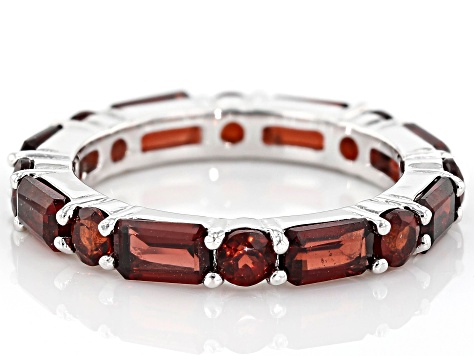 Red Garnet Rhodium Over Silver Ring 3.68ctw