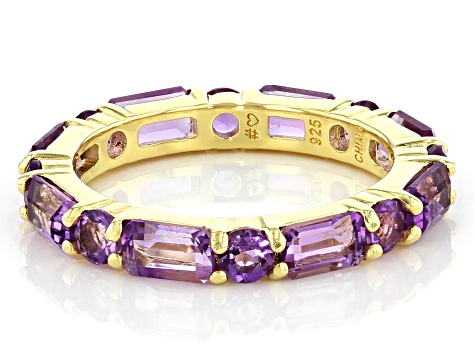 Purple Amethyst 18K Yellow Gold Over Sterling Silver Ring 2.99ctw