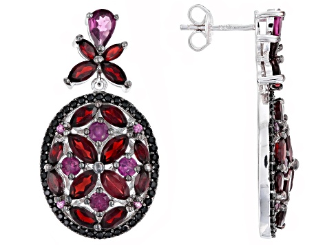 Red Garnet Rhodium Over Sterling Silver Dangle Earrings 8 23ctw Red Garnet Rhodium Over Sterling Silver Dangle Earrings 8 23ctw