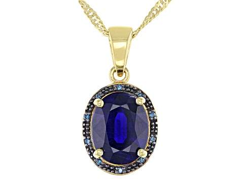 Blue Kyanite 18k Yellow Gold Over Sterling Silver Pendant With Chain 2.74ctw