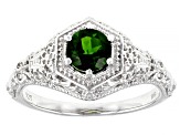 Green chrome diopside  rhodium over sterling silver ring .75ct