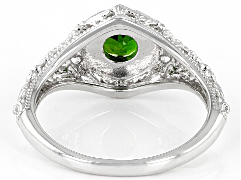 Green chrome diopside rhodium over sterling silver ring