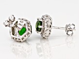 Green chrome diopside rhodium over sterling silver earrings .90ctw