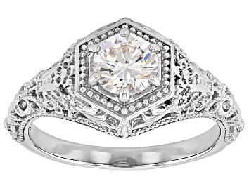 Picture of White Strontium Titanate rhodium over sterling silver ring 1.10ct