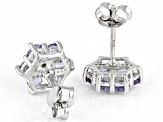 Blue tanzanite rhodium over sterling silver earrings 1.23ctw
