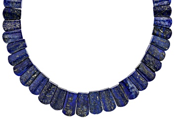 Picture of Blue lapis lazuli rhodium over silver necklace