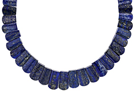 Blue lapis lazuli rhodium over silver necklace