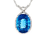 Blue Color Change Fluorite Rhodium Over Sterling Silver Pendant With Chain 18.68ctw