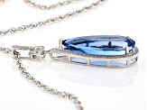Blue color shift fluorite rhodium over silver pendant with chain 15.09ctw