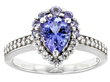 Picture of Blue tanzanite rhodium over silver ring 1.35ctw