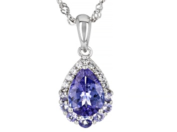 Picture of Blue Tanzanite Rhodium Over Sterling Silver Pendant With Chain 1.38ctw
