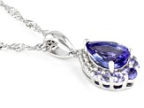 Blue Tanzanite Rhodium Over Sterling Silver Pendant With Chain 1.38ctw