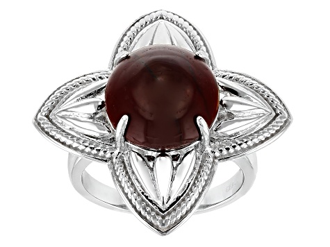 Brown mookaite sterling silver ring