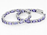 Blue Tanzanite Rhodium Over Sterling Silver inside/Outside Hoop Earrings 5.88ctw