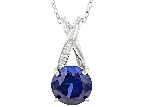 Blue Lab Created Sapphire Rhodium Over Sterling Silver Set 8.62ctw