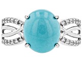 Blue Sleeping Beauty Turquoise Rhodium Over Sterling Silver Ring .28ctw
