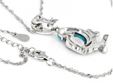 Blue Turquoise Rhodium Over Sterling Silver Bird Pendant With Chain .01ct