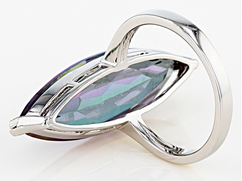 Multi-Color Quartz Rhodium Over Sterling Silver Solitaire Ring 10.50ctw