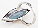 Multi-Color Quartz Rhodium Over Sterling Silver Solitaire Ring 10.50ctw