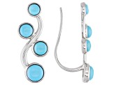 Blue Sleeping Beauty Turquoise Rhodium Over Sterling Silver Climber Earrings