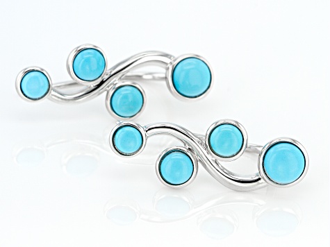 Blue Sleeping Beauty Turquoise Rhodium Over Sterling Silver Climber Earrings