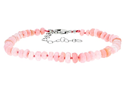 Pink Peruvian Opal Sterling Silver Bead Bracelet