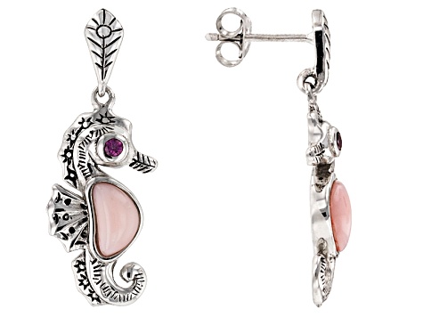 Pink Opal Sterling Silver Seahorse Earrings 05ctw Noh198 Jtv Pink Opal Sterling Silver Seahorse Earrings 05ctw