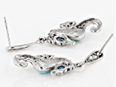 Blue Larimar Rhodium Over Sterling Silver Seahorse Earrings .40ctw