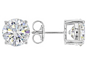 White Strontium Titanate Rhodium Over Sterling Silver Stud Earrings 7.34ctw