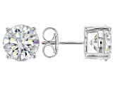 White Strontium Titanate Rhodium Over Sterling Silver Stud Earrings 7.34ctw