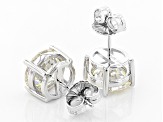 White Strontium Titanate Rhodium Over Sterling Silver Stud Earrings 7.34ctw