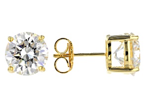 Strontium Titanate 18k yellow gold over sterling silver stud earrings 7.34ctw