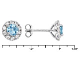 Blue Zircon Rhodium Over Sterling Silver Stud Earrings 1.90ctw