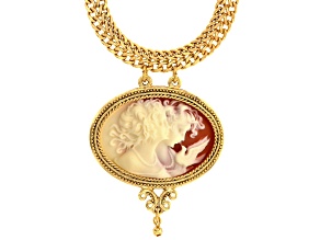 Resin Gold-Tone Cameo Twin Muse Necklace