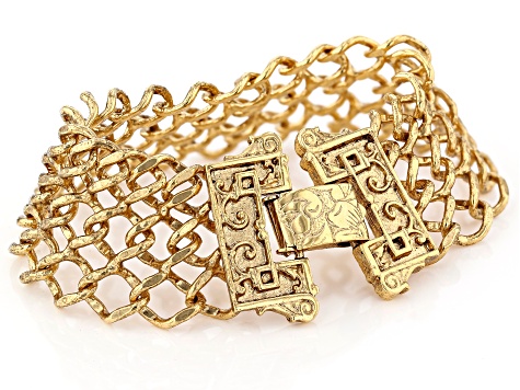 Gold-Tone Interlaced Link Chain Bracelet