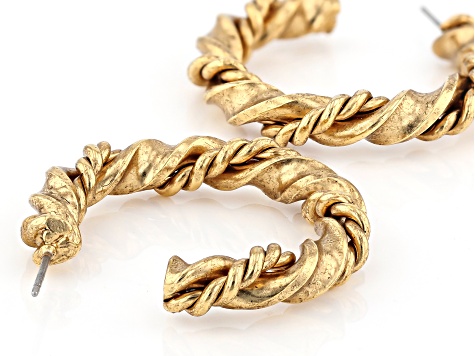 Gold-Tone Twisted Hoop Earrings