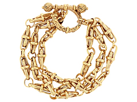 Gold-Tone Three Tier Chain Bracelet
