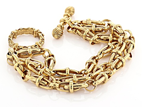 Gold-Tone Three Tier Chain Bracelet