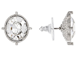 Crystal Silver-Tone Stud Earrings