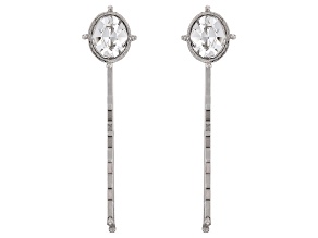 White Swarovski Elements™ Silver-Tone Set Of 2 Hair Pins