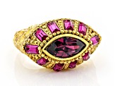 Purple Crystal Gold-Tone Dome Ring