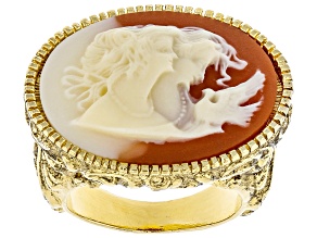 Resin Gold-Tone Cameo Twin Muse Ring