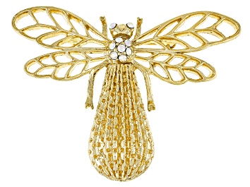 Picture of Crystal Gold-Tone Aurora Borealis Bee Brooch