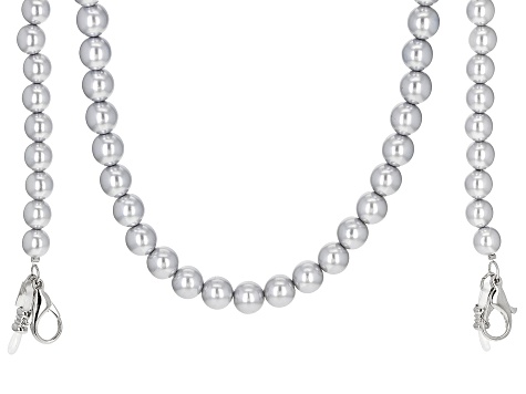 Pearl Simulant Silver-Tone Necklace, Eyeglass Holder, & Mask Holder