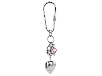 Picture of Rose Crystal Silver-Tone Locket Key Chain