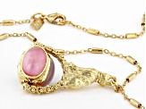 Acrylic Triple Stone Gold-Tone Cat Spinner Necklace