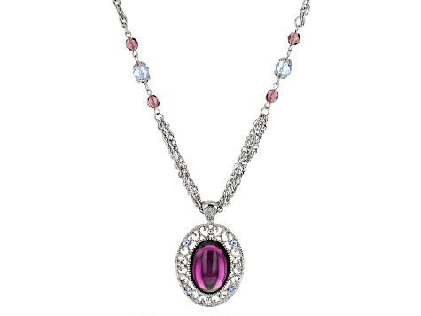 Crystal & Glass Accents Silver-Tone Necklace