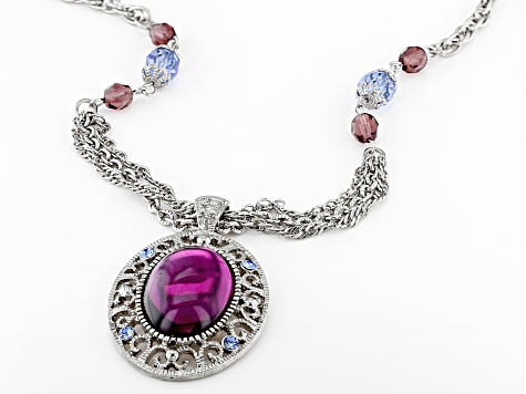Crystal & Glass Accents Silver-Tone Necklace