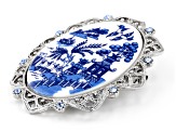 Blue Willow Porcelain Silver-Tone Brooch