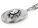 Black & White Resin Silver-Tone Cameo Locket Necklace